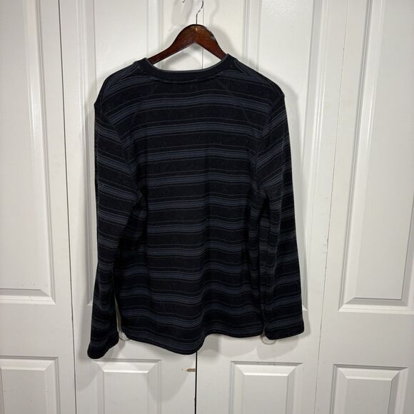 Eddie Bauer Mens Sweater L Black Gray Stripe Crewneck Pullover Casual Workwear - Picture 2 of 7